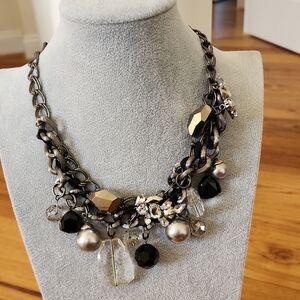 Cache Black and Silver Statement Necklace